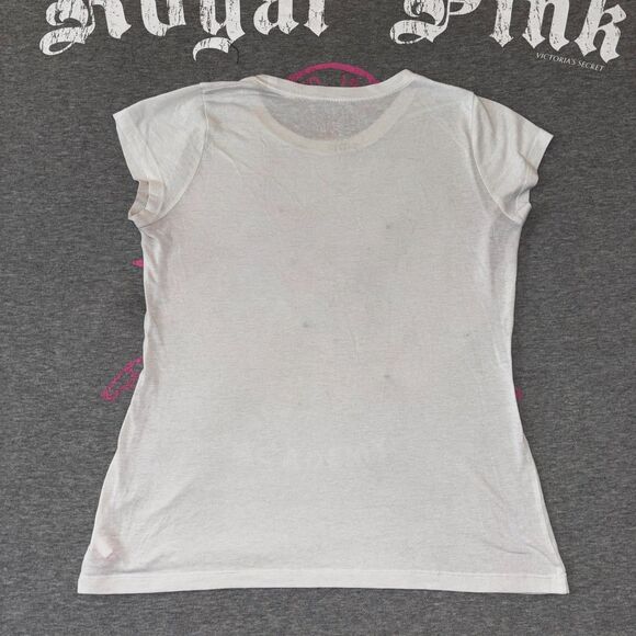 Vintage Y2K VS PINK Short Sleeve Tee PINK IN THE SKY WITH DIAMONDS Rhinestone LG - Picture 2 of 12